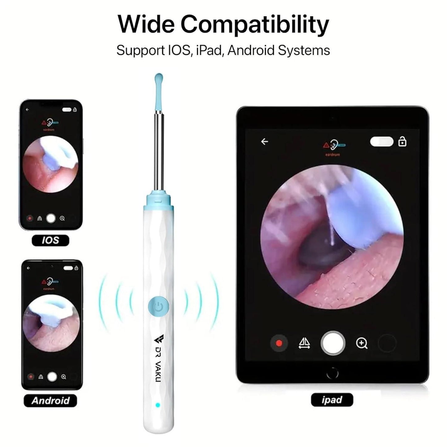 Smart Visual Ear Wax Cleaner with WiFi Camera – Ear Cleaning Kit with 6 Silicone Tips & 8-Piece Tool Set (Pack of 1)