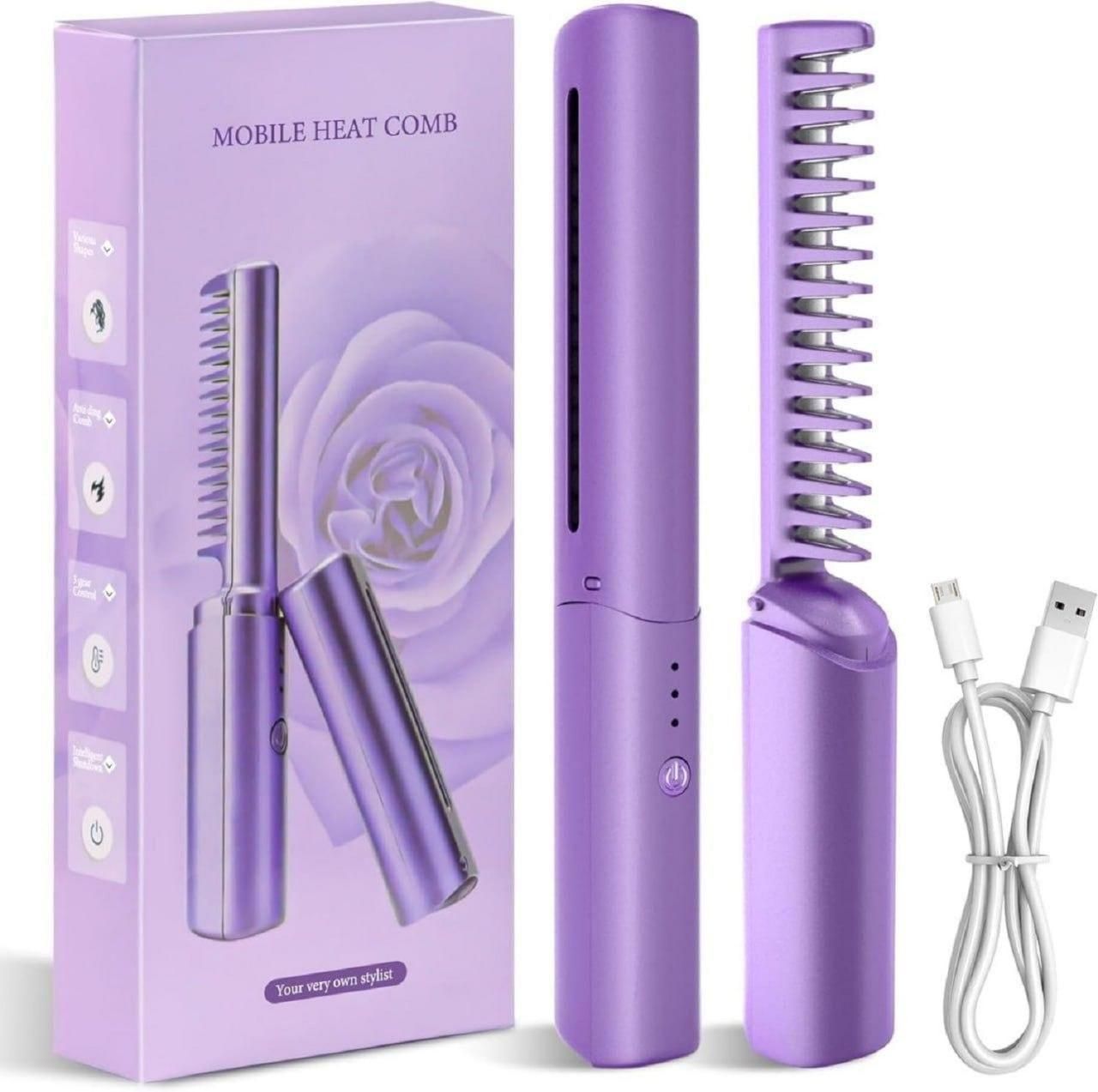Meneflix Cordless Mini Hair Straightener – Rechargeable Hot Comb | Portable Adjustable Styler for Quick Touch-Ups