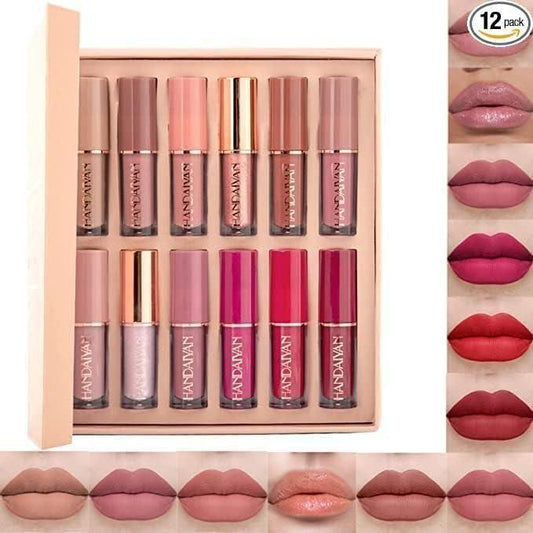 Velvet Matte Liquid Lipstick Set – 12 Shades | Long-Lasting, Waterproof & Smudge-Proof Lip Color for Women