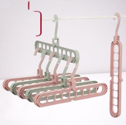 Adjustable & Foldable Multi-Functional Plastic Hangers – Anti-Slip Clothes Drying Rack (Multicolor, Pack of 3)