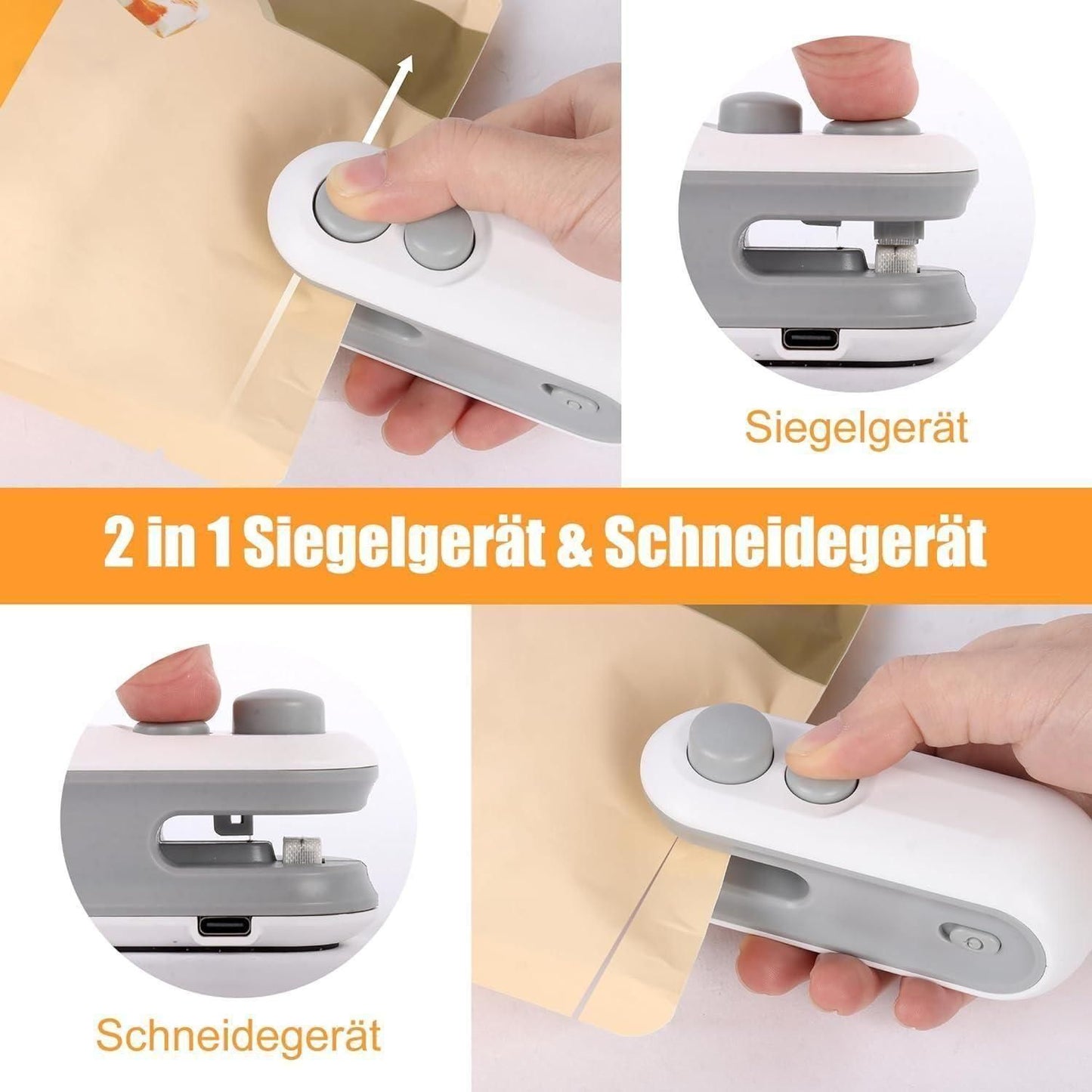 2-in-1 USB Rechargeable Mini Bag Sealer with Cutter | Portable Heat Seal Machine with Magnetic Base