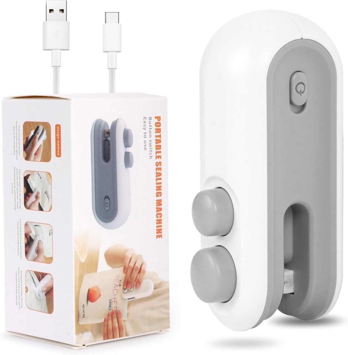 2-in-1 USB Rechargeable Mini Bag Sealer with Cutter | Portable Heat Seal Machine with Magnetic Base