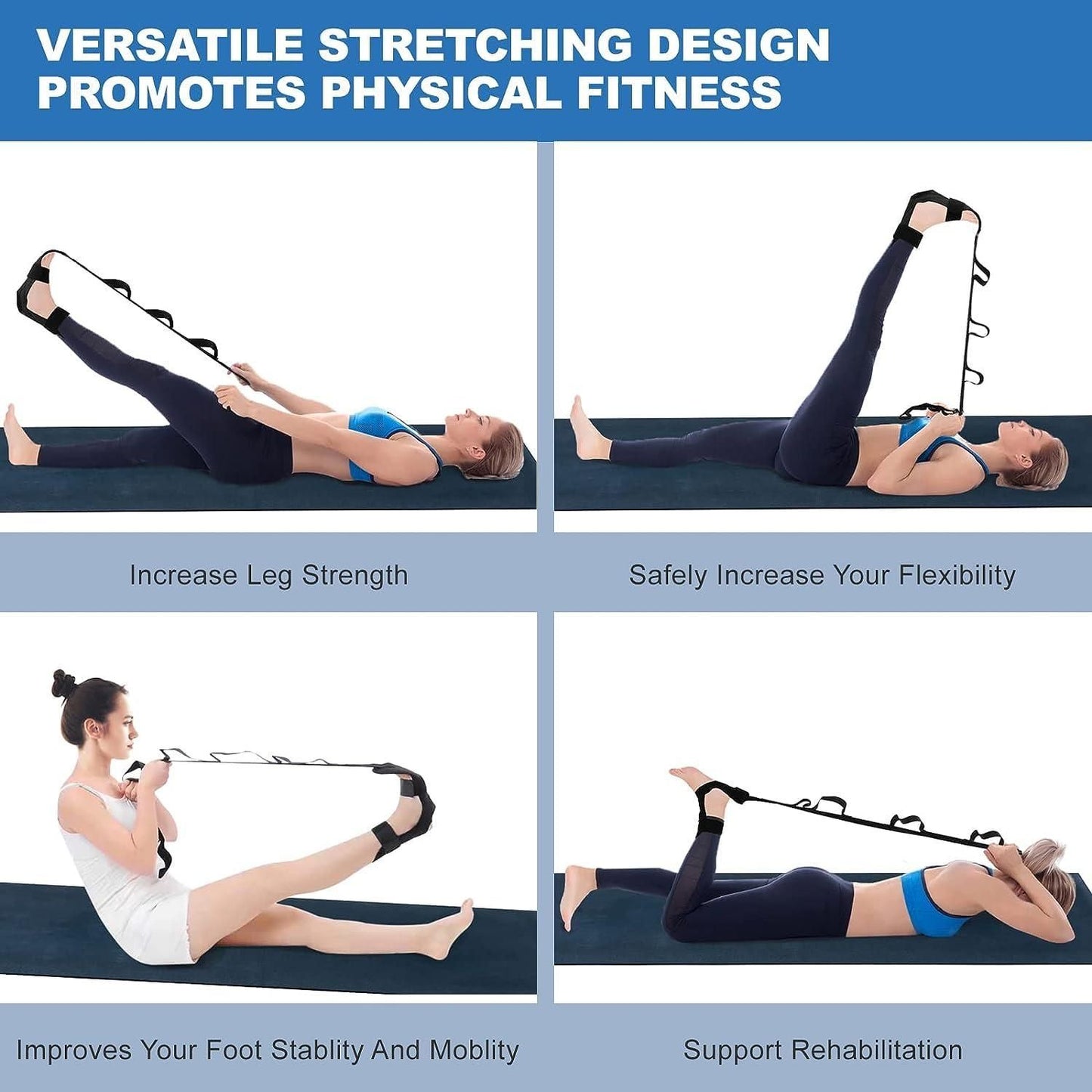 Foot & Leg Stretcher Belt – Flexibility Trainer for Yoga, Dance, Rehab & Sports Recovery (Pack of 1)