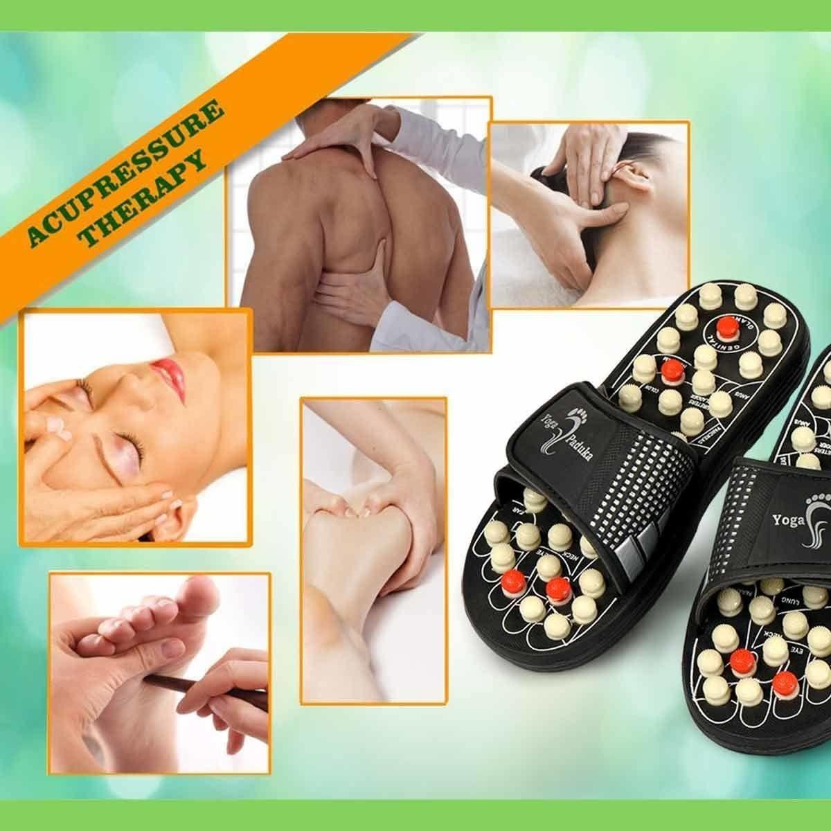 Acupressure & Magnetic Therapy Paduka Slippers – Foot Reflexology Sandals for Pain Relief & Blood Circulation (Unisex)