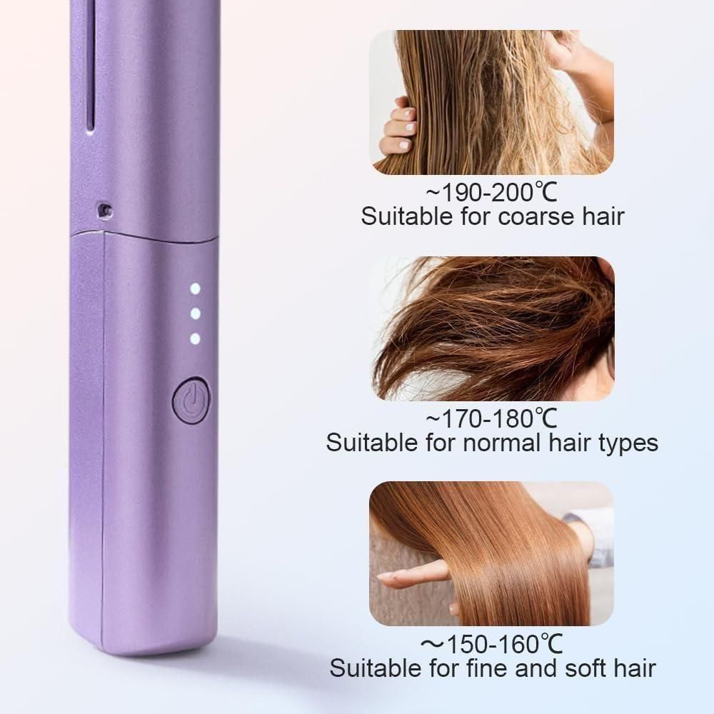 Meneflix Cordless Mini Hair Straightener – Rechargeable Hot Comb | Portable Adjustable Styler for Quick Touch-Ups