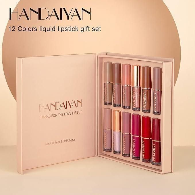 Velvet Matte Liquid Lipstick Set – 12 Shades | Long-Lasting, Waterproof & Smudge-Proof Lip Color for Women