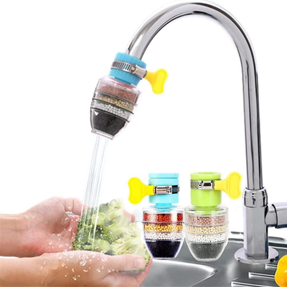 Activated Carbon 5-Layer Faucet Water Filter – Stainless Steel Tap Purifier for Kitchen & Home Use (Pack of 2)
