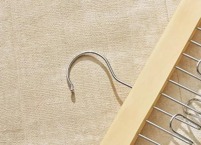 Multifunctional Wooden Hanger with Metal Hooks – Durable Clothes Organizer for Wardrobe & Entryway (Pack of 1)