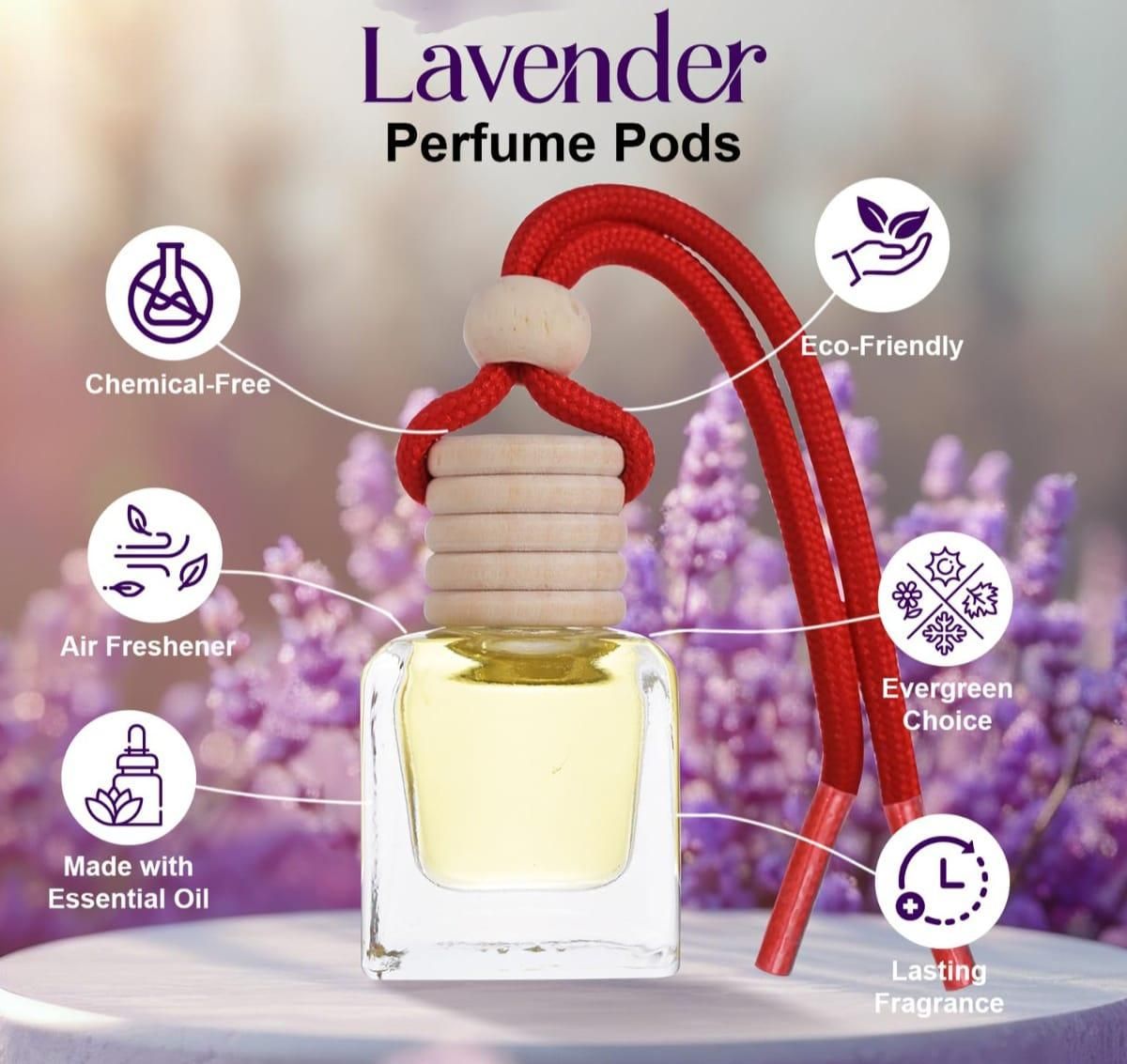 Hanging Car Perfume Pods Diffuser – Long-Lasting Scented Oil (Assorted Fragrance, 10ml, Pack of 1)