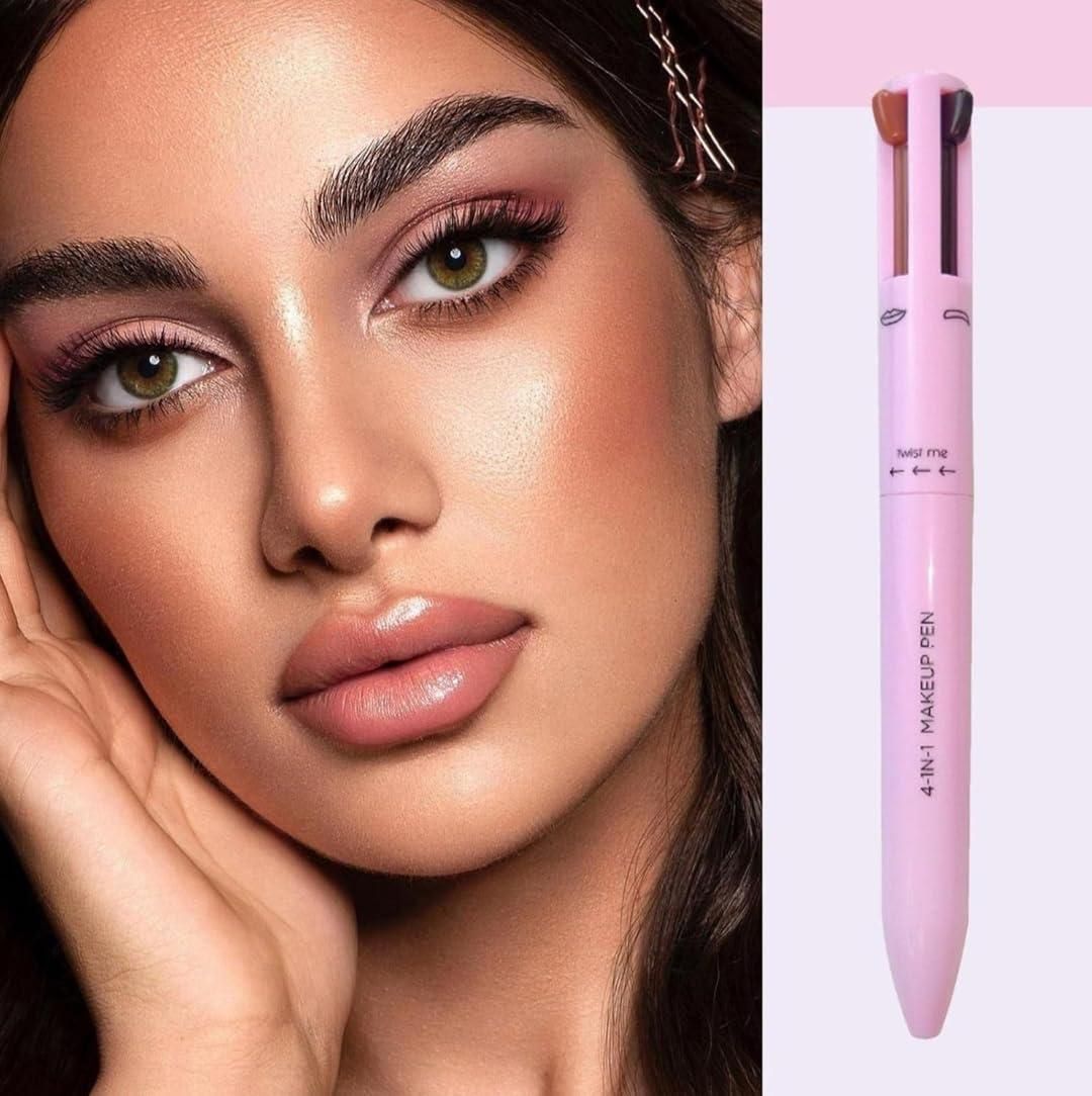 Katelia Beauty 4-in-1 Touch-Up Makeup Pen – Concealer, Liner, Lip/Blush & Brightener | Light Shade (Pack of 1)