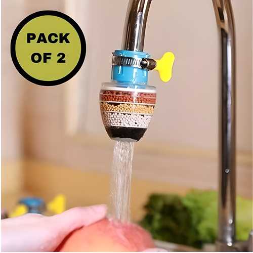 Activated Carbon 5-Layer Faucet Water Filter – Stainless Steel Tap Purifier for Kitchen & Home Use (Pack of 2)