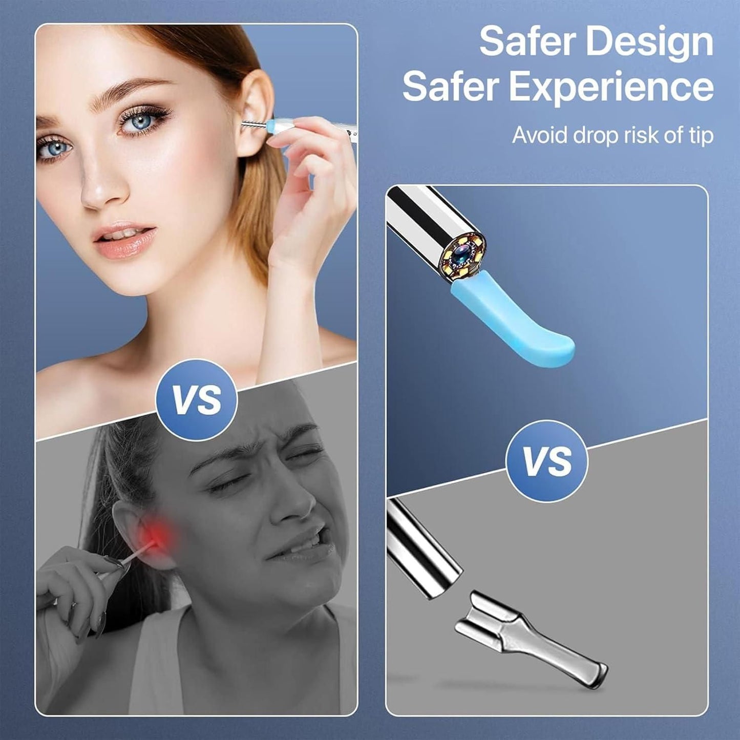 Smart Visual Ear Wax Cleaner with WiFi Camera – Ear Cleaning Kit with 6 Silicone Tips & 8-Piece Tool Set (Pack of 1)