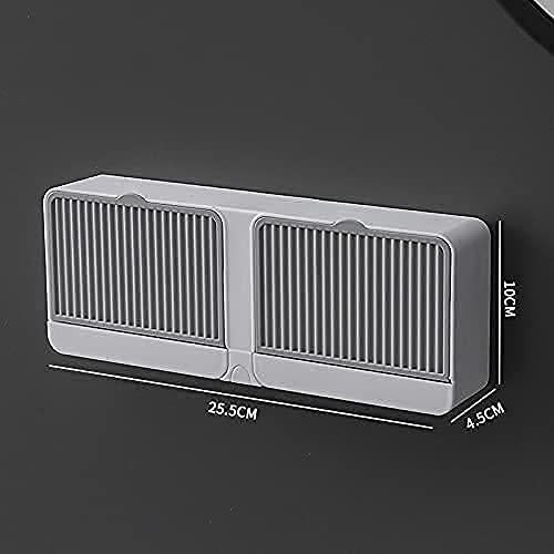 Wall-Mounted Double Bar Soap Box with Lid – Self-Adhesive, Draining Design | Durable Plastic Holder (Pack of 1)