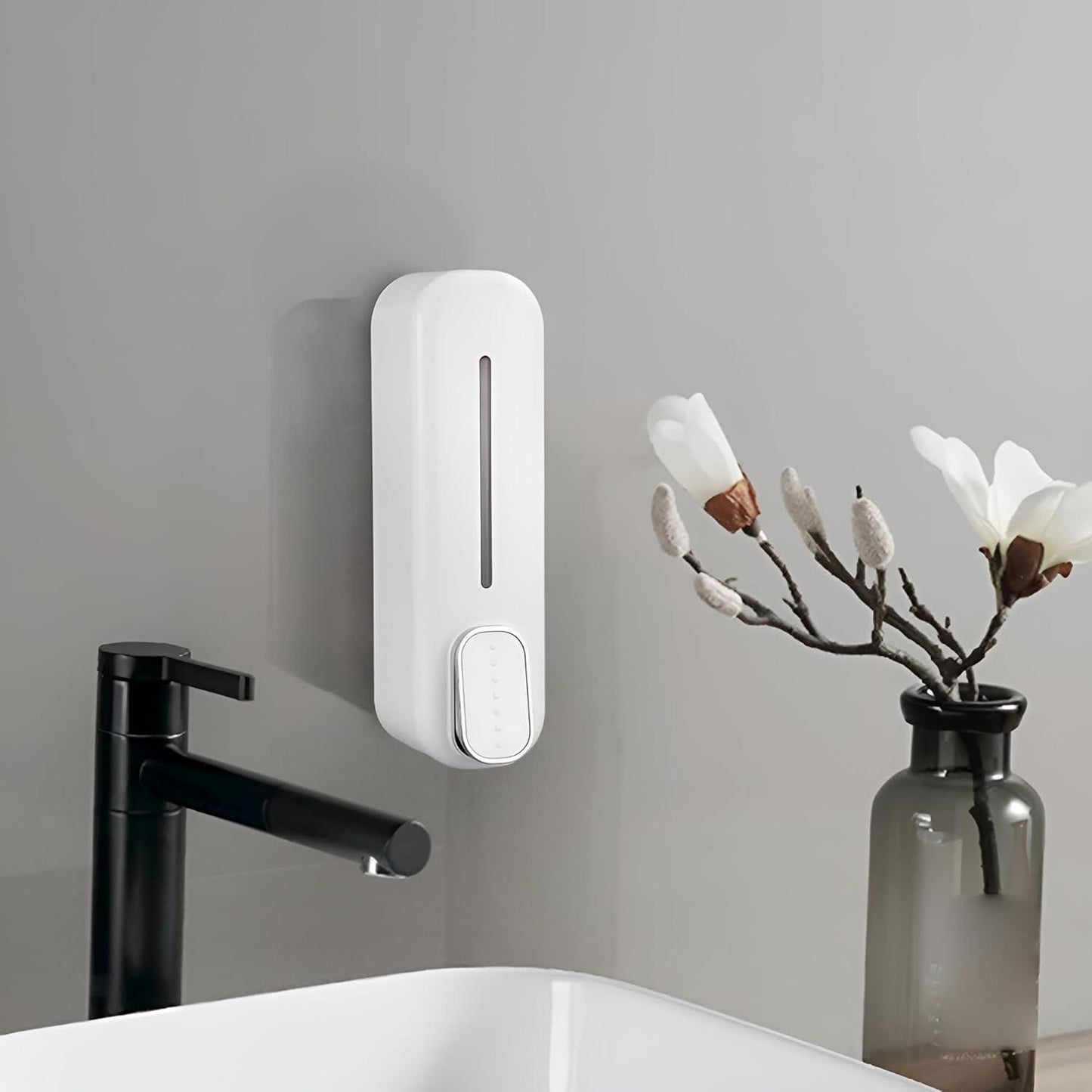 Wall-Mounted Manual Soap Dispenser – Push Press Design | Compact Plastic Bathroom Dispenser (Pack of 1)