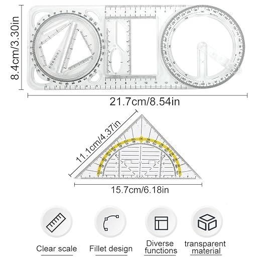 Multifunctional Measuring Ruler – Geometric Drawing & Layout Tool (1 Pc)