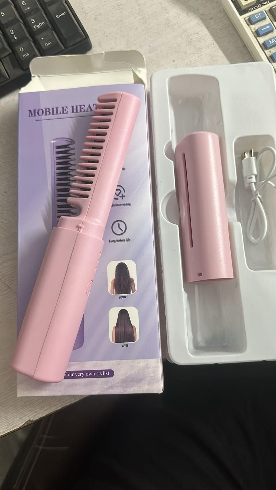 Meneflix Cordless Mini Hair Straightener – Rechargeable Hot Comb | Portable Adjustable Styler for Quick Touch-Ups