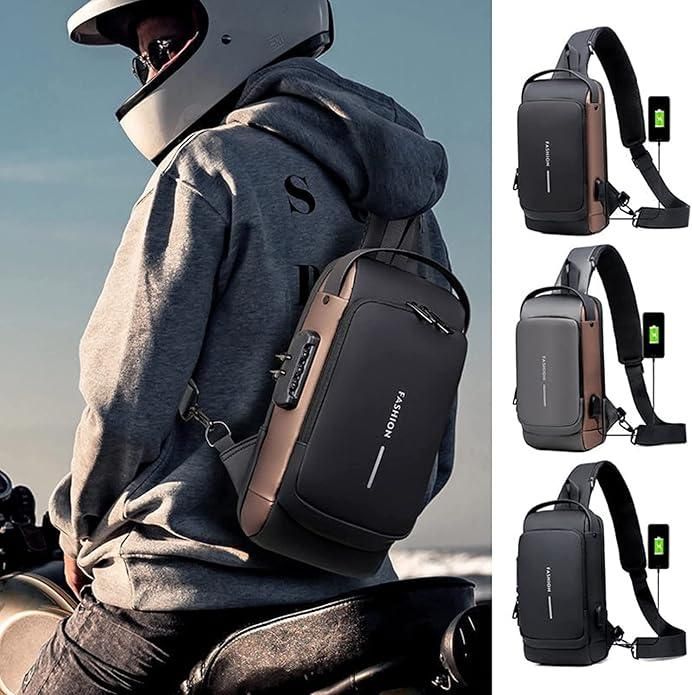 Men’s Leather Sling Bag – Compact Crossbody Bag with Zipper Closure | Stylish & Durable Everyday Carry