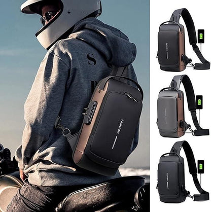 Men’s Leather Sling Bag – Compact Crossbody Bag with Zipper Closure | Stylish & Durable Everyday Carry