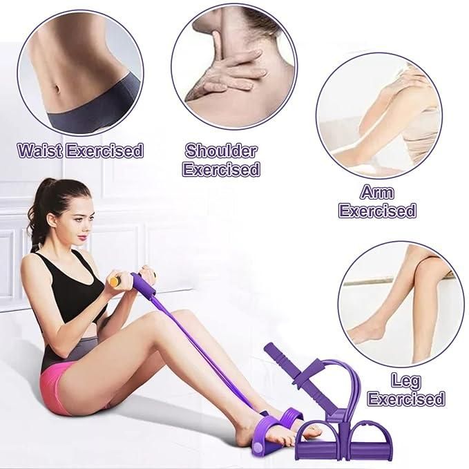 4-Tube Yoga Pedal Puller Resistance Band – Full Body Fitness & Stretching Equipment