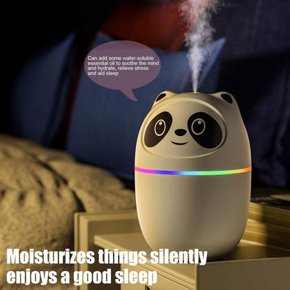 Mini Panda Cool Mist Humidifier – 220ml | Portable Room Humidifier with Colorful Night Light