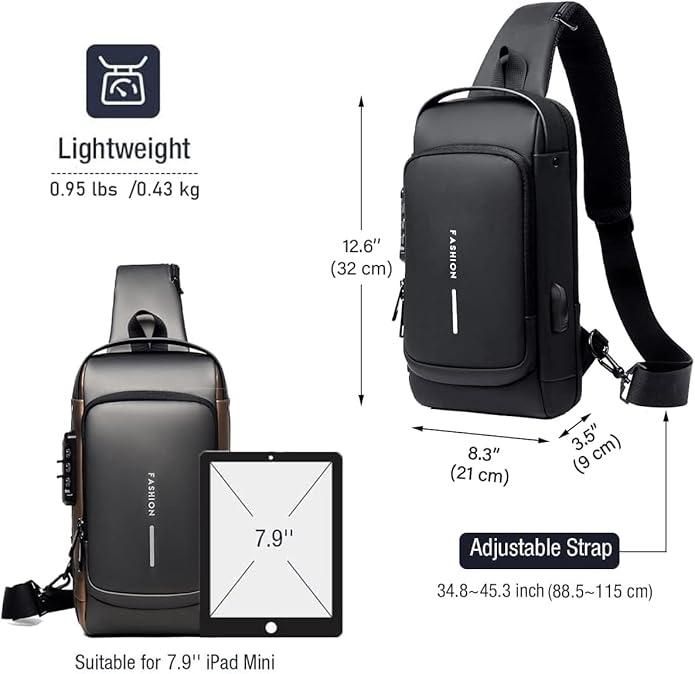 Men’s Leather Sling Bag – Compact Crossbody Bag with Zipper Closure | Stylish & Durable Everyday Carry