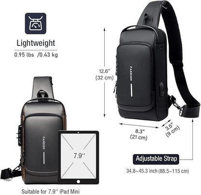 Men’s Leather Sling Bag – Compact Crossbody Bag with Zipper Closure | Stylish & Durable Everyday Carry
