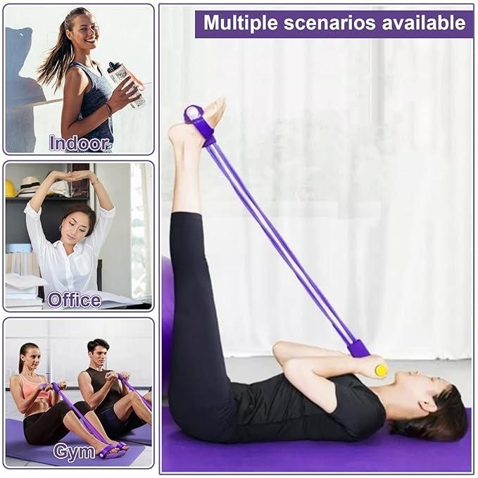4-Tube Yoga Pedal Puller Resistance Band – Full Body Fitness & Stretching Equipment