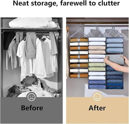 Hanging Closet Foldable Organizer – 6 Slot PVC Mesh Storage Rack for Clothes, Lingerie & Wardrobe Essentials (Pack of 1)