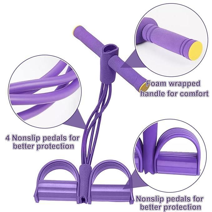 4-Tube Yoga Pedal Puller Resistance Band – Full Body Fitness & Stretching Equipment