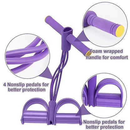 4-Tube Yoga Pedal Puller Resistance Band – Full Body Fitness & Stretching Equipment