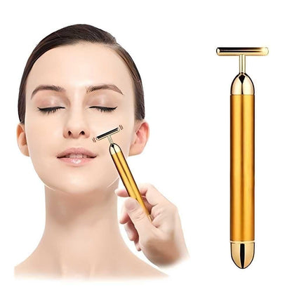 24K Gold Facial Massage Roller – Electric T-Shaped Beauty Bar