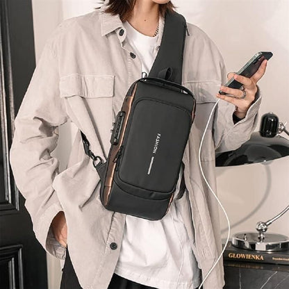 Men’s Leather Sling Bag – Compact Crossbody Bag with Zipper Closure | Stylish & Durable Everyday Carry
