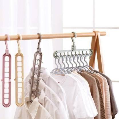 Adjustable & Foldable Multi-Functional Plastic Hangers – Anti-Slip Clothes Drying Rack (Multicolor, Pack of 3)