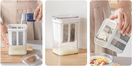Yogurt Maker & Curd Strainer – Plastic Yogurt Filter Bowl | Reusable Kitchen Tool (White, Pack of 1)