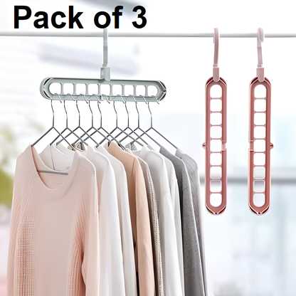 Adjustable & Foldable Multi-Functional Plastic Hangers – Anti-Slip Clothes Drying Rack (Multicolor, Pack of 3)