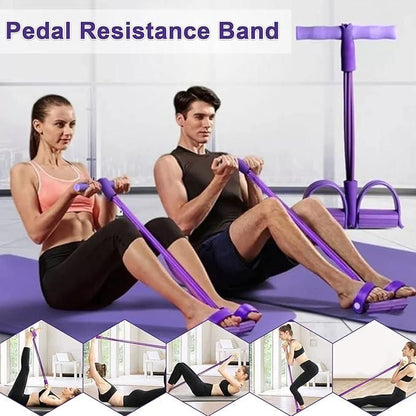 4-Tube Yoga Pedal Puller Resistance Band – Full Body Fitness & Stretching Equipment