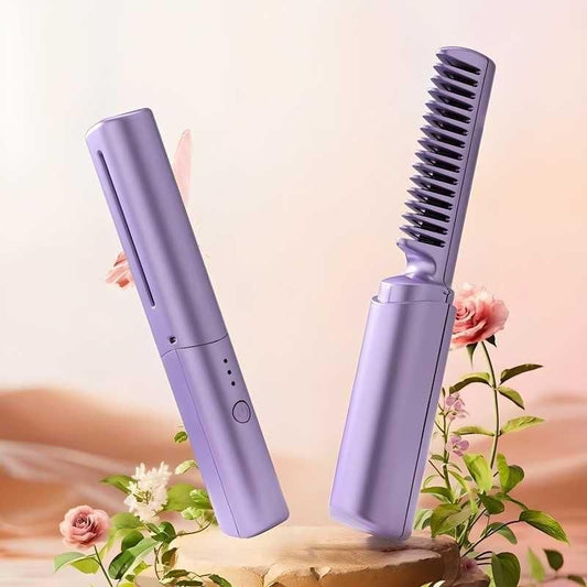 Meneflix Cordless Mini Hair Straightener – Rechargeable Hot Comb | Portable Adjustable Styler for Quick Touch-Ups