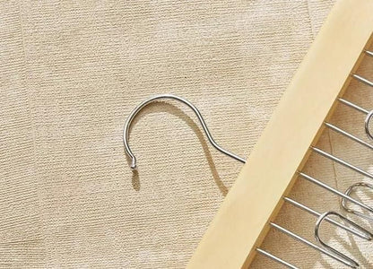 Multifunctional Wooden Hanger with Metal Hooks – Durable Clothes Organizer for Wardrobe & Entryway (Pack of 1)