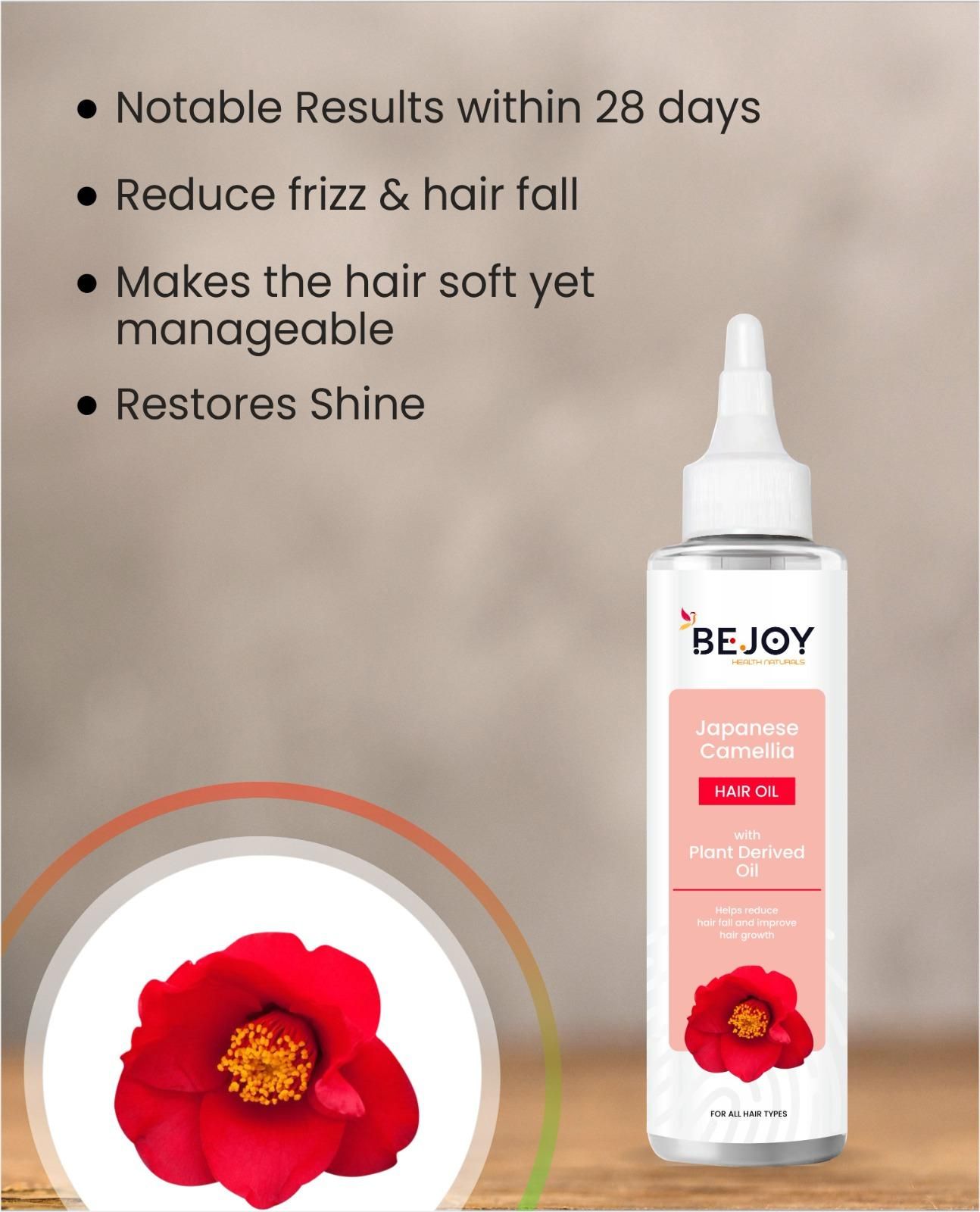 Bejoy Japanese Camellia Hair Oil – 120ml (Pack of 2) | Nourishing Blend with Sesame, Coconut & Vitamin E
