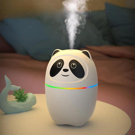 Mini Panda Cool Mist Humidifier – 220ml | Portable Room Humidifier with Colorful Night Light