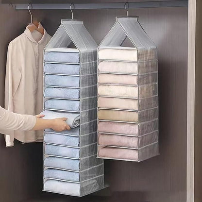 Hanging Closet Foldable Organizer – 6 Slot PVC Mesh Storage Rack for Clothes, Lingerie & Wardrobe Essentials (Pack of 1)
