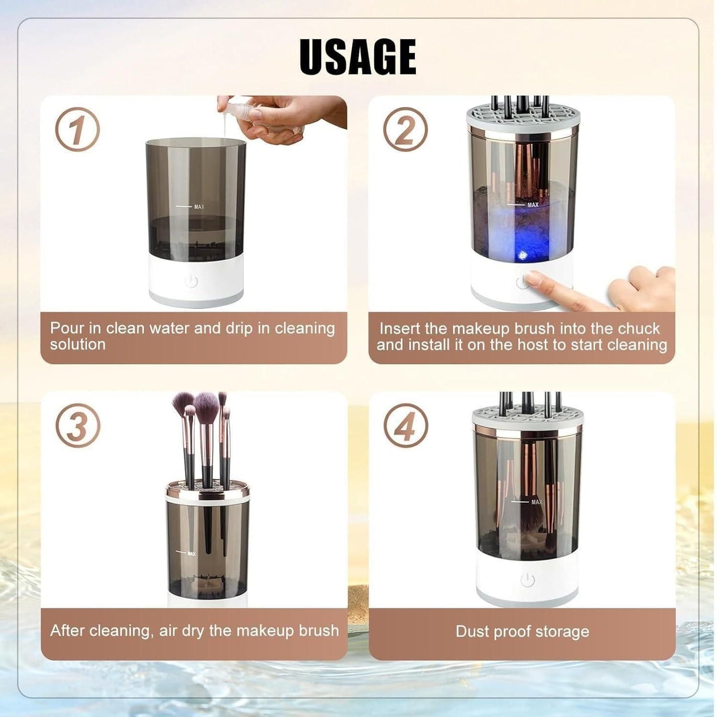 Electric Makeup Brush Cleaner – USB Rechargeable Deep Cleaning Device | Automatic Spinner for Cosmetic Brushes