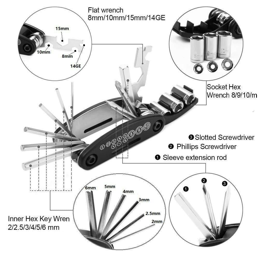 15-in-1 Multipurpose Bicycle & Home Tool Kit – Compact Alloy Steel Wrench Set (Pack of 1)