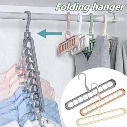 Adjustable & Foldable Multi-Functional Plastic Hangers – Anti-Slip Clothes Drying Rack (Multicolor, Pack of 3)