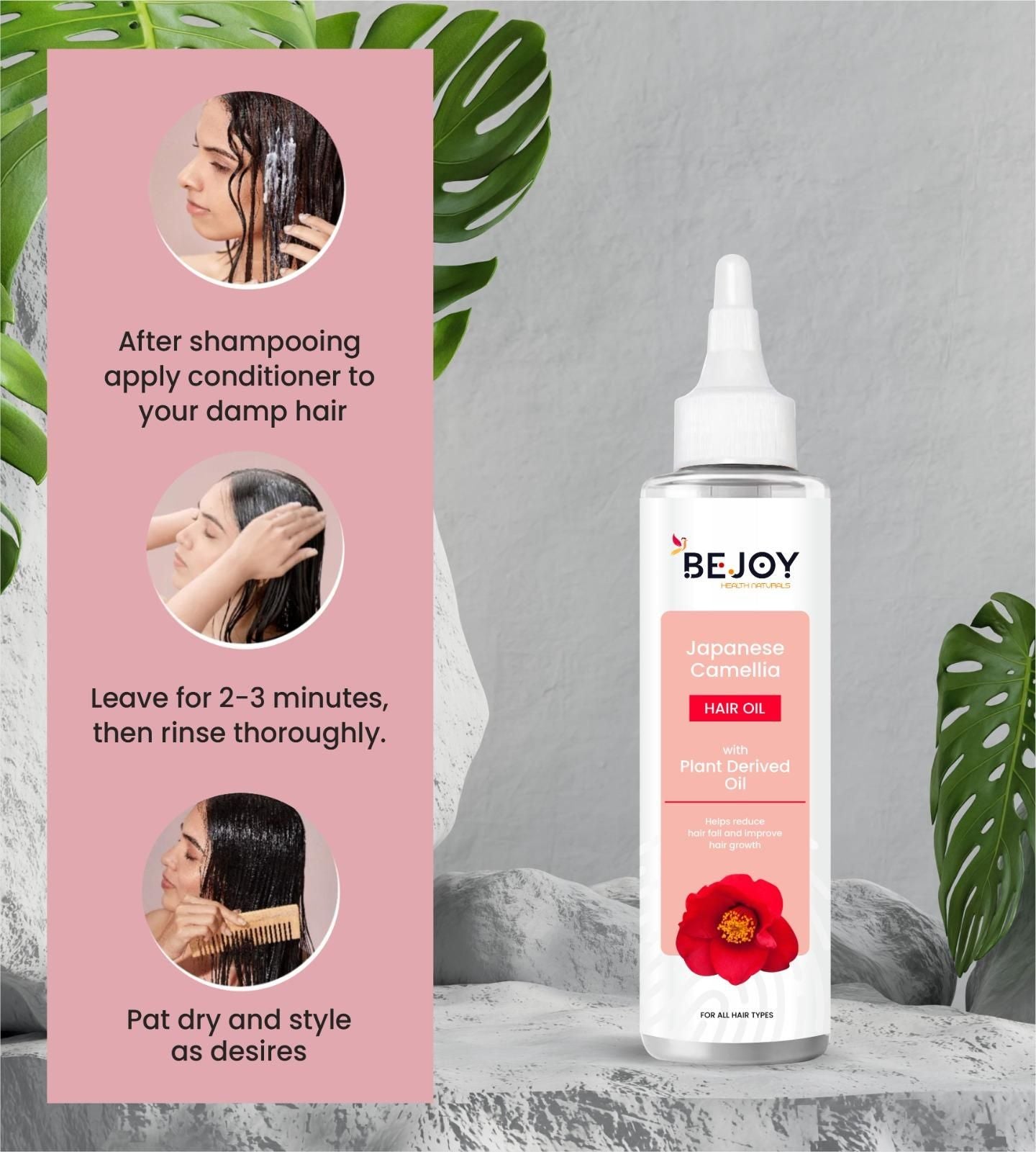 Bejoy Japanese Camellia Hair Oil – 120ml (Pack of 2) | Nourishing Blend with Sesame, Coconut & Vitamin E