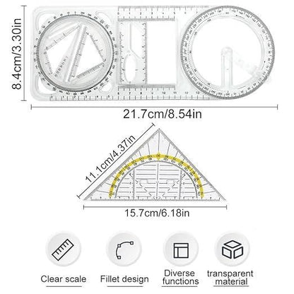 Multifunctional Measuring Ruler – Geometric Drawing & Layout Tool (1 Pc)